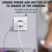 LDNIO A1206C PD27W USB-C / Type-C Fast Charger with 1m 8 Pin Cable, Plug Type:EU Plug(White)