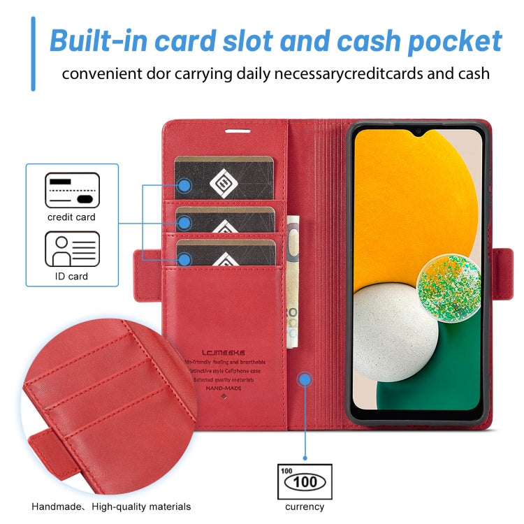 For Samsung Galaxy S24 FE 5G LC.IMEEKE Skin-friendly Card Slots Leather Phone Case(Red)