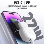 LDNIO A1206C PD27W USB-C / Type-C Fast Charger with 1m Type-C Cable, Plug Type:EU Plug(White)