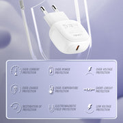 LDNIO A1206C PD27W USB-C / Type-C Fast Charger with 1m Type-C Cable, Plug Type:EU Plug(White)
