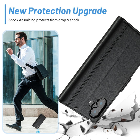 For iPhone 16 LC.IMEEKE Skin-friendly Card Slots Leather Phone Case(Black)