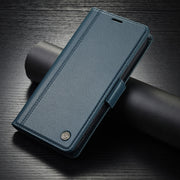 For iPhone 16 LC.IMEEKE Skin-friendly Card Slots Leather Phone Case(Blue)