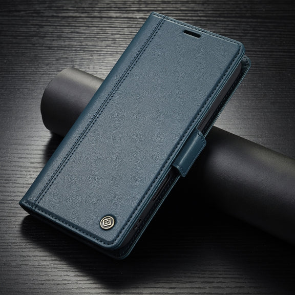 For iPhone 16 Pro LC.IMEEKE Skin-friendly Card Slots Leather Phone Case(Blue)