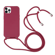 For iPhone 16 Pro Max Candy Colors TPU Protective Phone Case with Lanyard(Red)