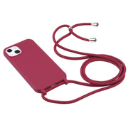 For iPhone 16 Pro Max Candy Colors TPU Protective Phone Case with Lanyard(Red)