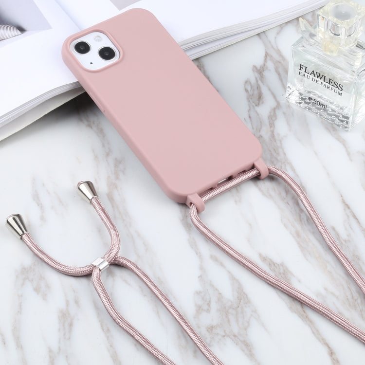 For iPhone 16 Pro Candy Colors TPU Protective Phone Case with Lanyard (Rose Gold)