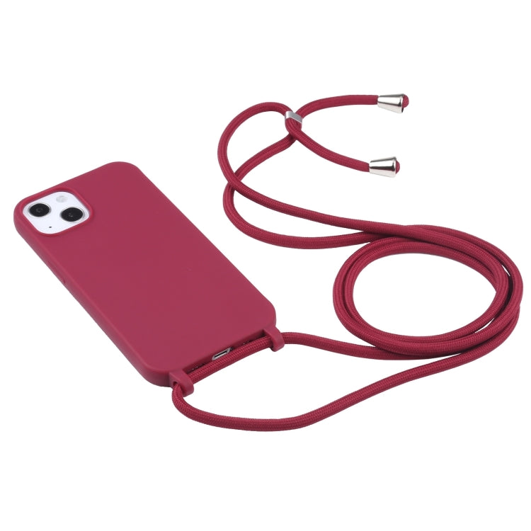 For iPhone 16 Pro Candy Colors TPU Protective Phone Case with Lanyard (Red)