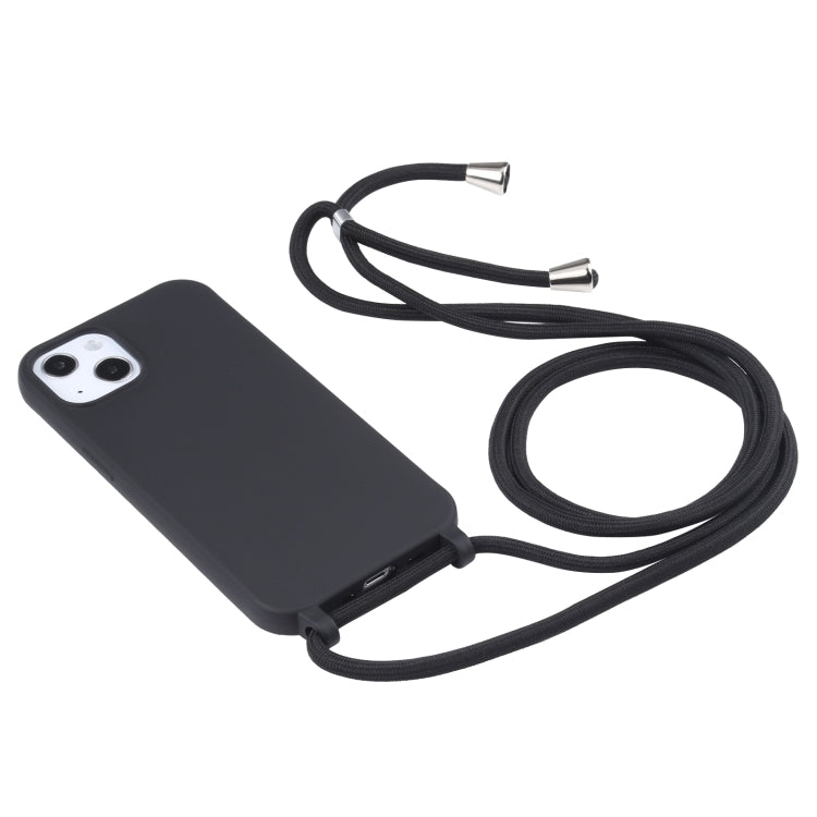 For iPhone 16 Plus Candy Colors TPU Protective Phone Case with Lanyard(Black)