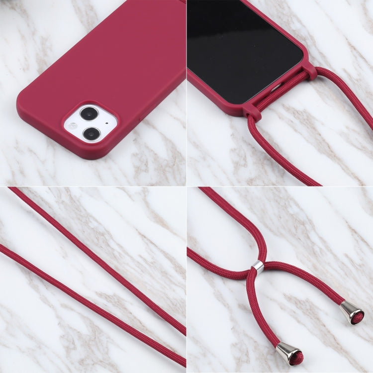 For iPhone 16 Plus Candy Colors TPU Protective Phone Case with Lanyard(Red)
