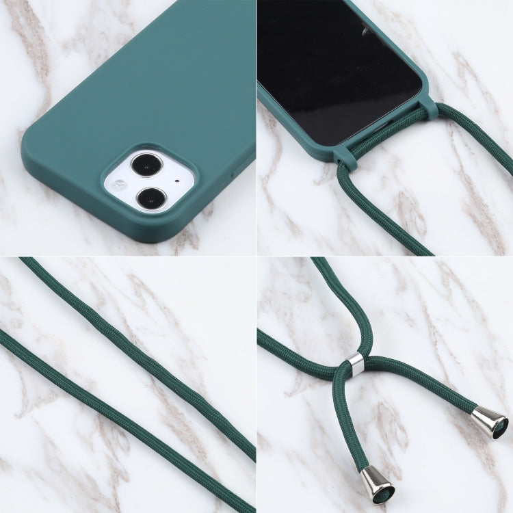For iPhone 16 Candy Colors TPU Protective Phone Case with Lanyard(Dark Green)