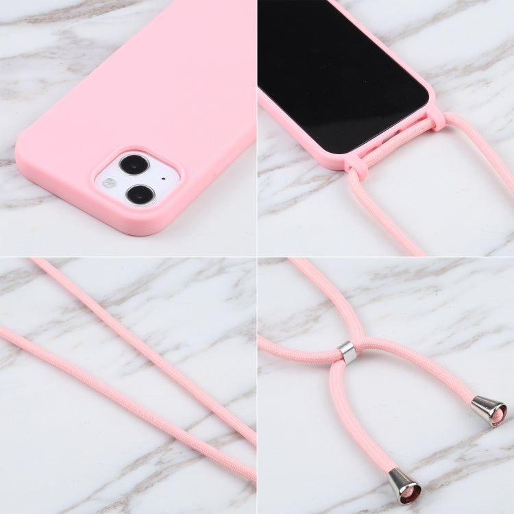 For iPhone 16 Candy Colors TPU Protective Phone Case with Lanyard(Pink)