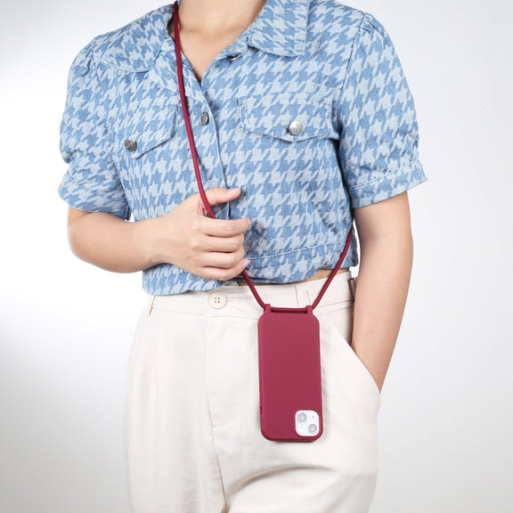 For iPhone 16 Candy Colors TPU Protective Phone Case with Lanyard(Red)