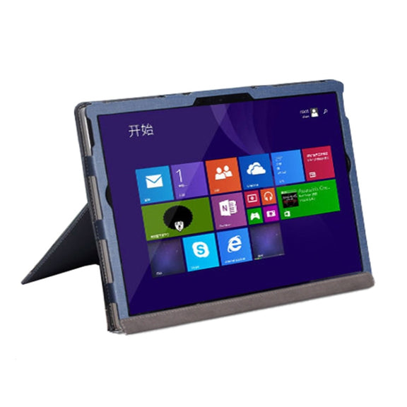 For Microsoft Surface Book 3 / 2 15 inch PU Leather Laptop Protective Case with Screen Stand(Dark Blue)