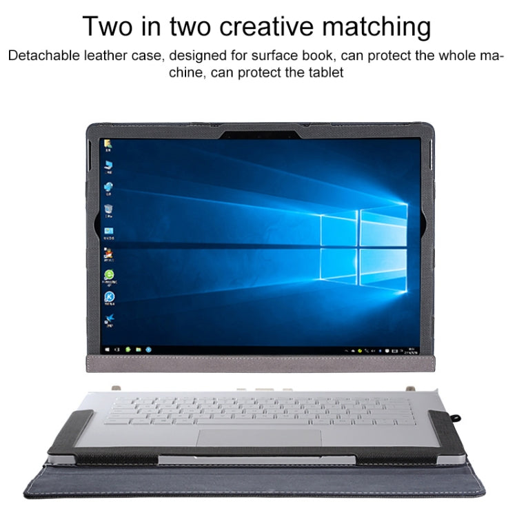 For Microsoft Surface Book 3 / 2 15 inch PU Leather Laptop Protective Case with Screen Stand(Black)