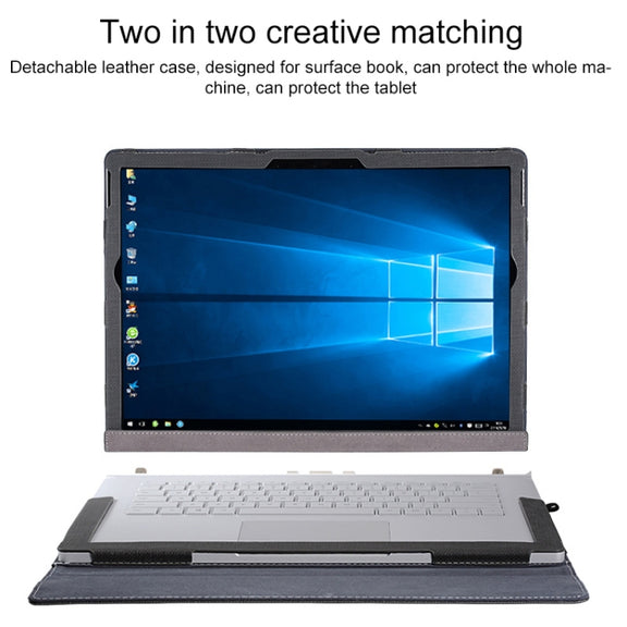 For Microsoft Surface Book 3 / 2 15 inch PU Leather Laptop Protective Case with Screen Stand(Black)