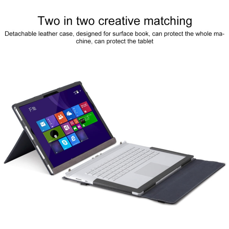 For Microsoft Surface Book 3 / 2 / 1 13.5 inch PU Leather Laptop Protective Case with Screen Stand(Black)