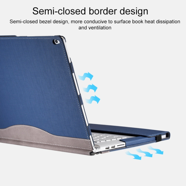 For Microsoft Surface Book 3 / 2 / 1 13.5 inch PU Leather Laptop Protective Case with Screen Stand(Black)