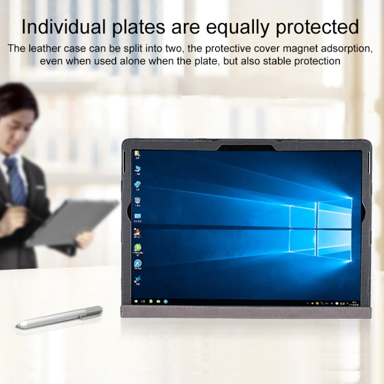 For Microsoft Surface Book 3 / 2 / 1 13.5 inch PU Leather Laptop Protective Case with Screen Stand(Dark Blue)