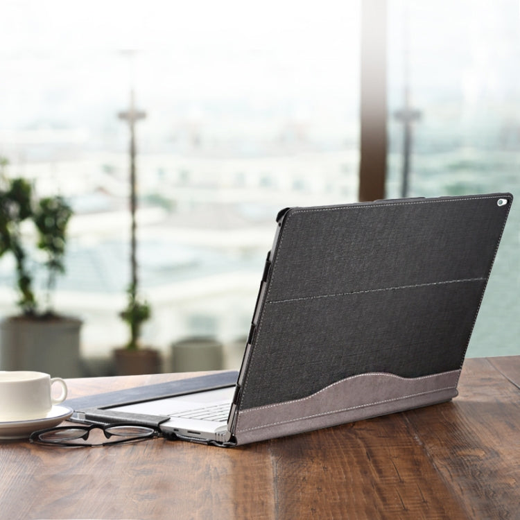 For Microsoft Surface Book 3 / 2 / 1 13.5 inch PU Leather Laptop Protective Case with Screen Stand(Black)