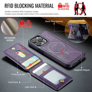 For iPhone 15 Pro DG.MING K1 MagSafe Detachable Wallet RFID Back Cover Phone Case(Purple)