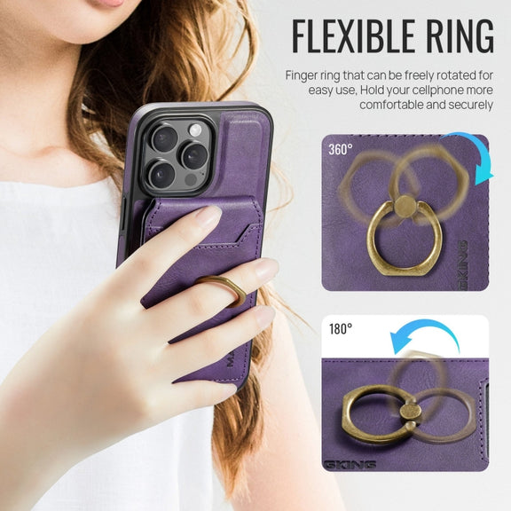 For iPhone 15 Plus DG.MING K1 MagSafe Detachable Wallet RFID Back Cover Phone Case(Purple)