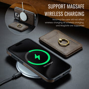 For iPhone 14 Plus DG.MING K1 MagSafe Detachable Wallet RFID Back Cover Phone Case(Coffee)
