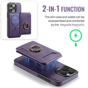 For iPhone 12 DG.MING K1 MagSafe Detachable Wallet RFID Back Cover Phone Case(Purple)