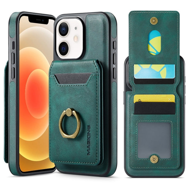 For iPhone 12 DG.MING K1 MagSafe Detachable Wallet RFID Back Cover Phone Case(Green)