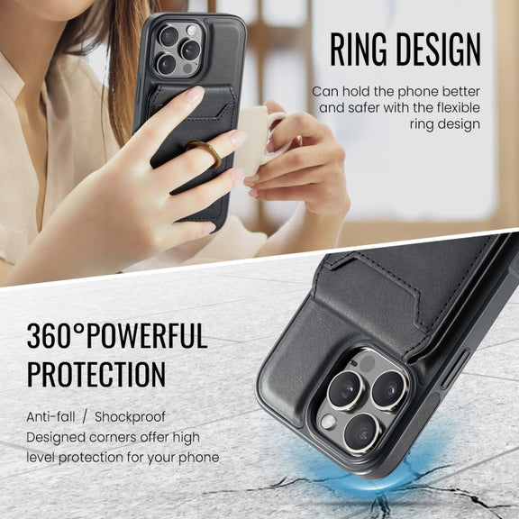 For iPhone 16 Pro Max MAGKING K1 MagSafe Detachable Wallet RFID Back Cover Phone Case(Black)