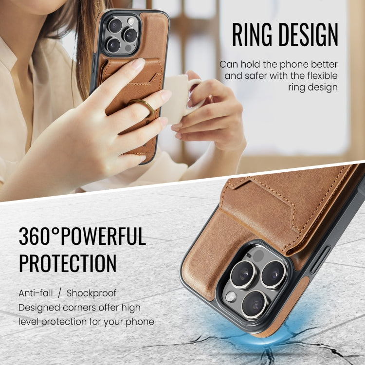 For iPhone 16 Pro Max DG.MING K1 MagSafe Detachable Wallet RFID Back Cover Phone Case(Brown)