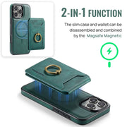 For iPhone 16 Pro Max MAGKING K1 MagSafe Detachable Wallet RFID Back Cover Phone Case(Green)