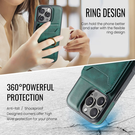For iPhone 16 Pro Max MAGKING K1 MagSafe Detachable Wallet RFID Back Cover Phone Case(Green)