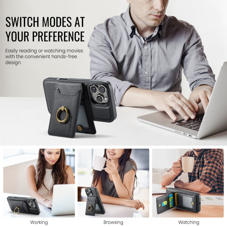 For iPhone 16 Pro DG.MING K1 MagSafe Detachable Wallet RFID Back Cover Phone Case(Black)
