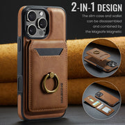 For iPhone 16 Pro MAGKING K1 MagSafe Detachable Wallet RFID Back Cover Phone Case(Brown)