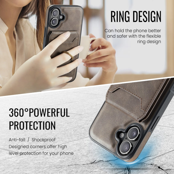 For iPhone 16 Plus DG.MING K1 MagSafe Detachable Wallet RFID Back Cover Phone Case(Coffee)