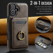 For iPhone 16 DG.MING K1 MagSafe Detachable Wallet RFID Back Cover Phone Case(Coffee)