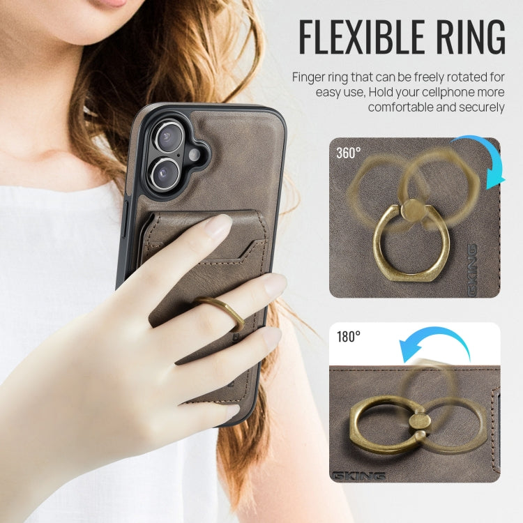For iPhone 16 DG.MING K1 MagSafe Detachable Wallet RFID Back Cover Phone Case(Coffee)