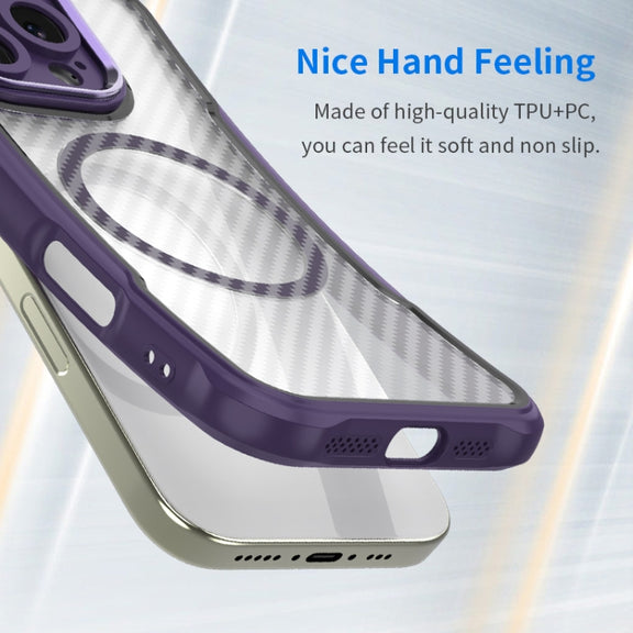 For Samsung Galaxy S25+ 5G Carbon Fiber Texture MagSafe Translucent Phone Case(Purple)