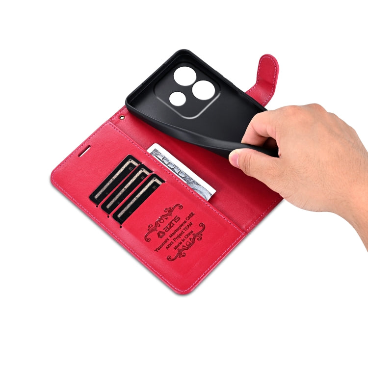 For Redmi Note 14 5G AZNS Sheepskin Texture Flip Leather Phone Case(Red)