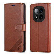 For Redmi Note 14 Pro+ 5G AZNS Sheepskin Texture Flip Leather Phone Case(Brown)