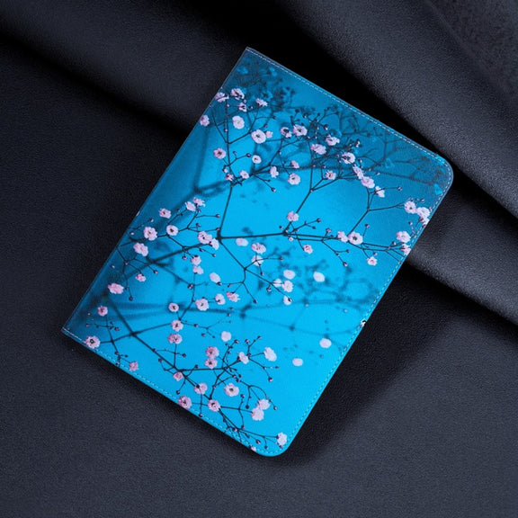 For Samsung Galaxy Tab S9 / S9 FE Colored Drawing Leather Tablet Case(Plum Blossom)