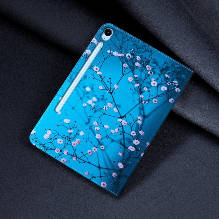 For Samsung Galaxy Tab S9 / S9 FE Colored Drawing Leather Tablet Case(Plum Blossom)