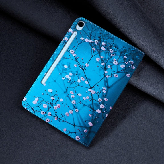 For Samsung Galaxy Tab S9 / S9 FE Colored Drawing Leather Tablet Case(Plum Blossom)