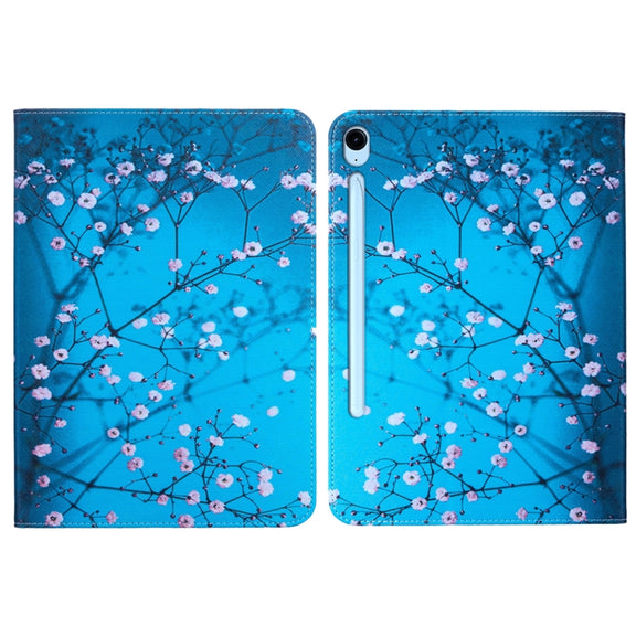 For Samsung Galaxy Tab S9 / S9 FE Colored Drawing Leather Tablet Case(Plum Blossom)