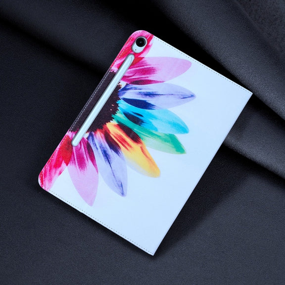 For Samsung Galaxy Tab S9 / S9 FE Colored Drawing Leather Tablet Case(Sun Flower)
