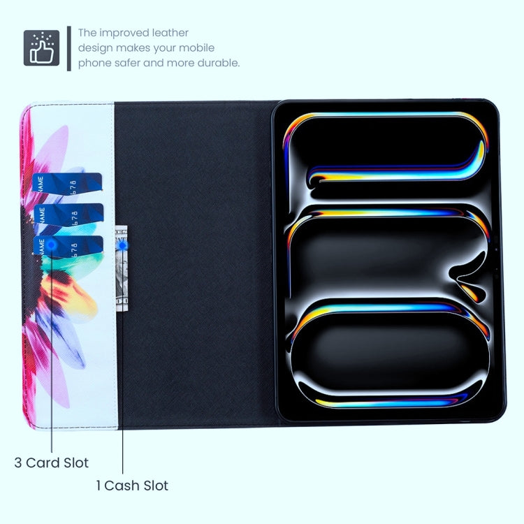 For Samsung Galaxy Tab S9 / S9 FE Colored Drawing Leather Tablet Case(Sun Flower)