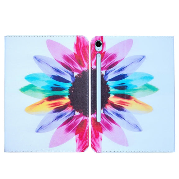 For Samsung Galaxy Tab S9 / S9 FE Colored Drawing Leather Tablet Case(Sun Flower)