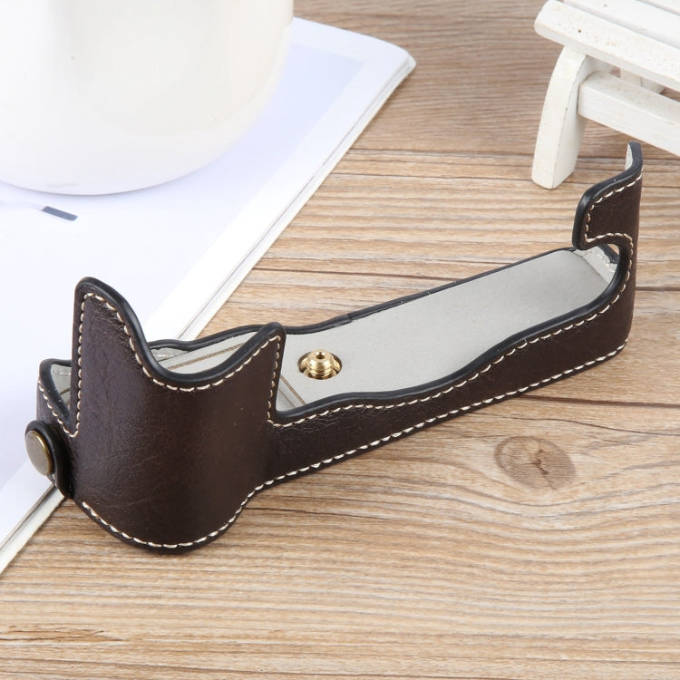 For FUJIFILM X-T1 Buffalo Texture PU Leather Camera Half Case Base(Dark Coffee)