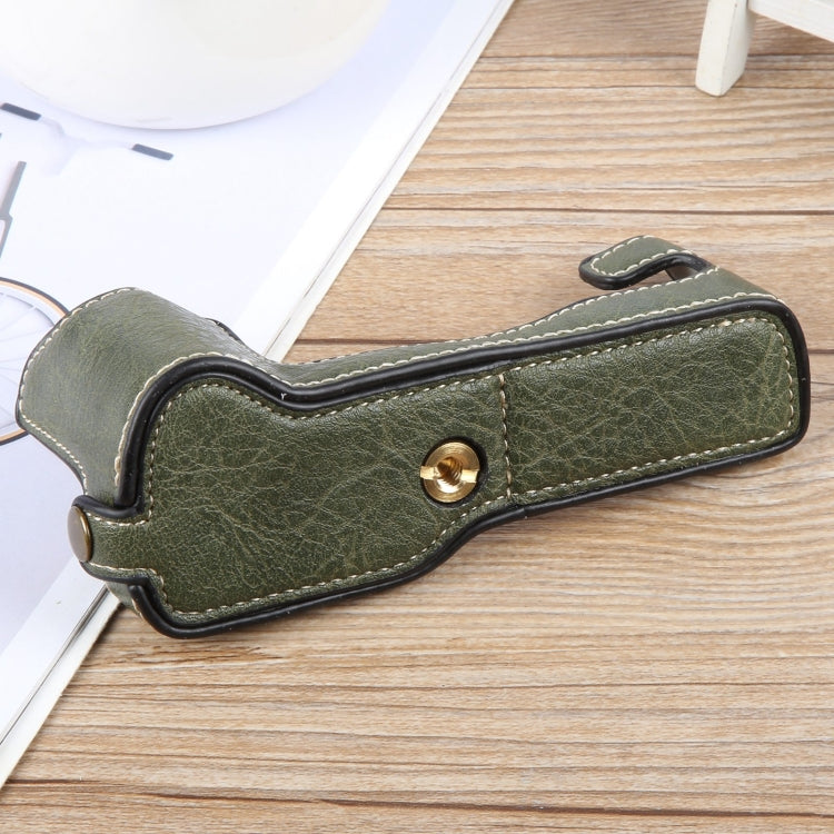 For FUJIFILM X-T1 Buffalo Texture PU Leather Camera Half Case Base(Green)