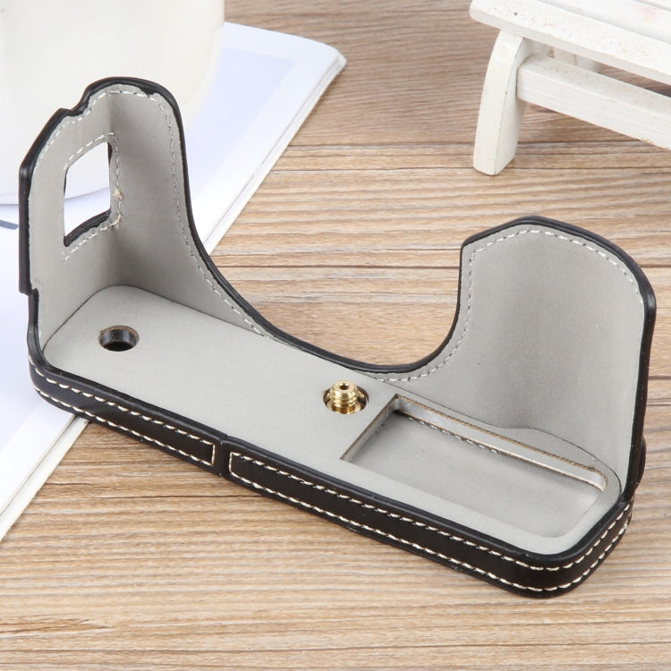 For FUJIFILM X100VI Glossy PU Leather Camera Half Case Base(Black)